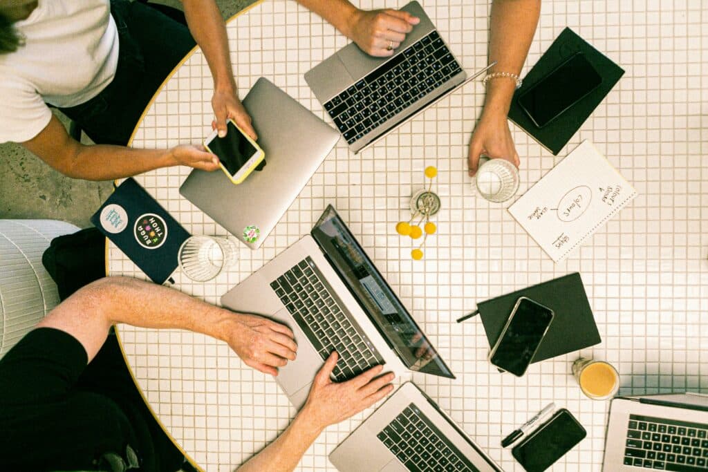 Digital Marketing Specialists coming up with a strategy for a client