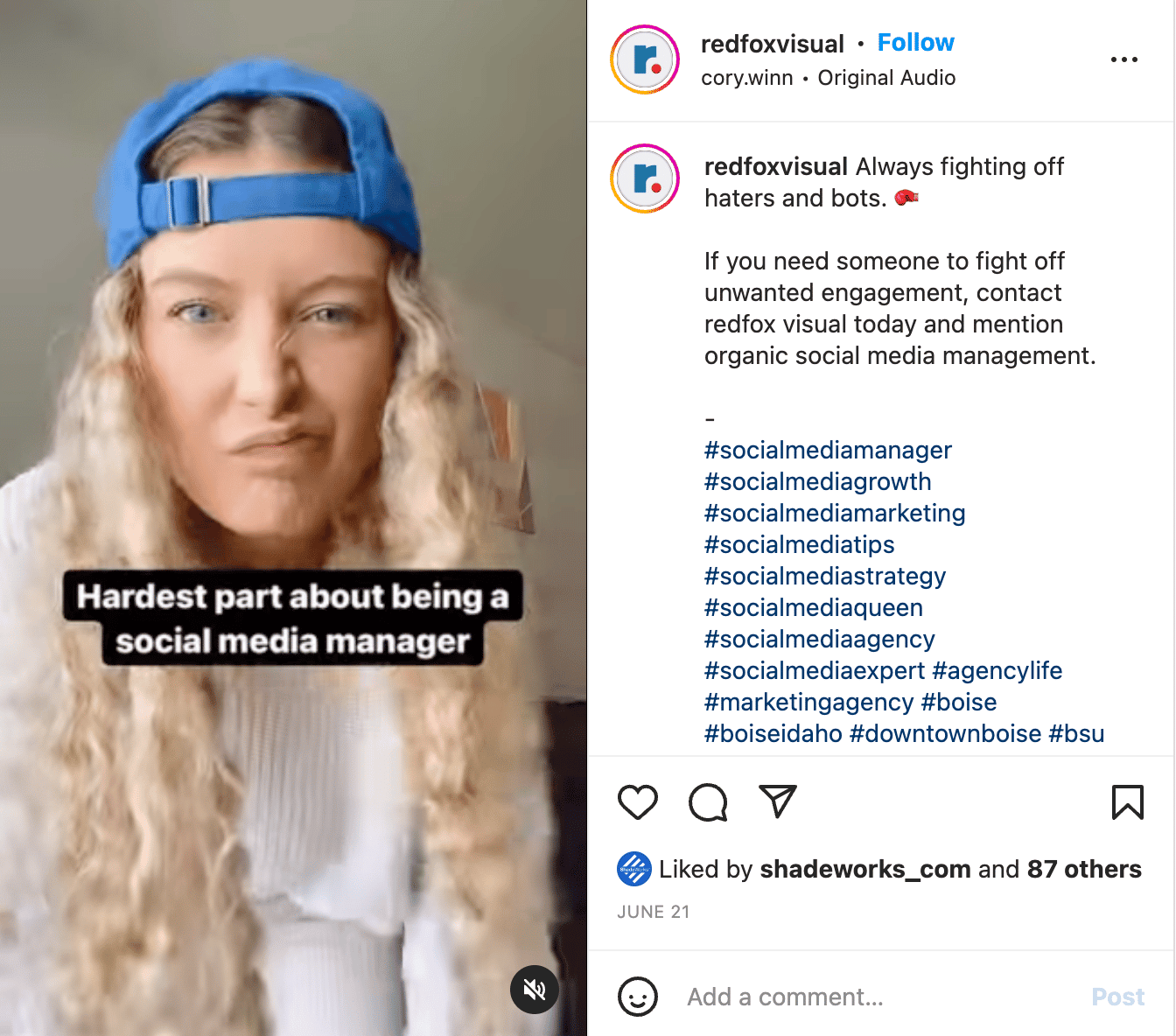 screen grab of instagram reel