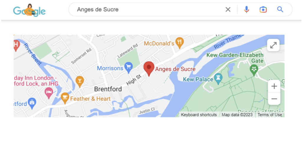 Anges de Sucre Google search result on Google Maps.