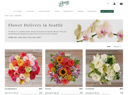 The Bouqs Co. flower delivery service targeting business in Seattle