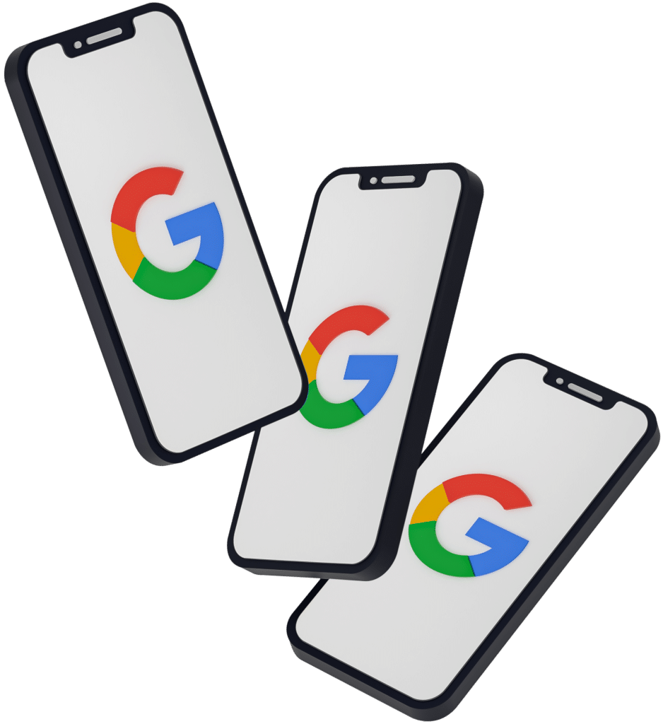 a group of cell phones with a logo on them